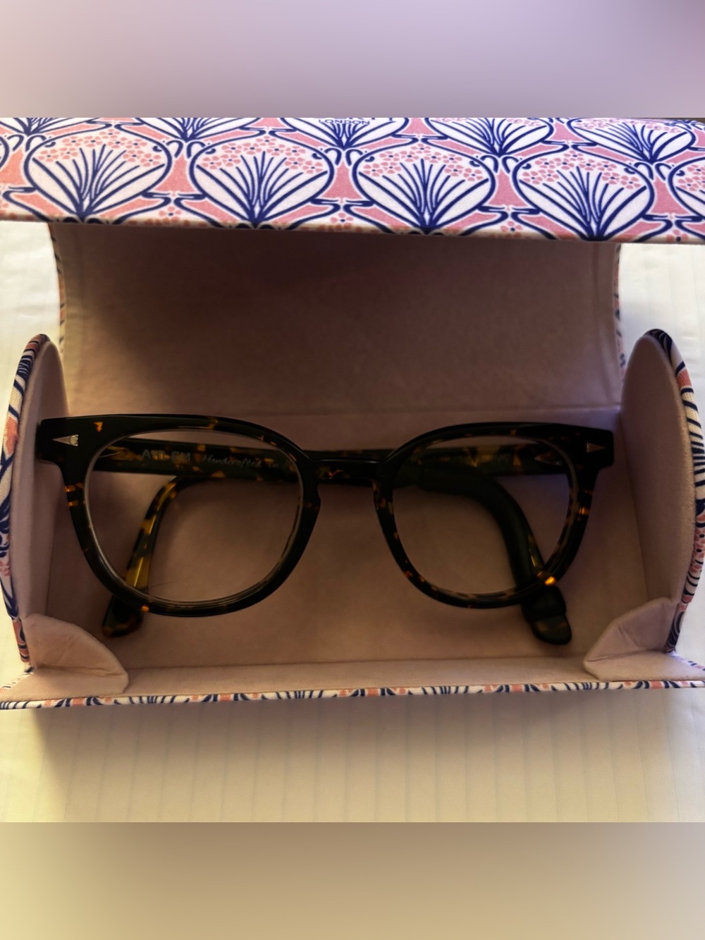 Liberty London Patterned Pink & Navy Glasses Case